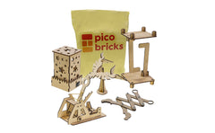 Picobricks Wooden STEM Craft Kit – 5in1-Balancing Bird, Accordion Holder, Star Night Light & Tensegrity Sculpture