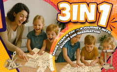 Picobricks Wooden STEM Craft Kit – 5in1-Balancing Bird, Accordion Holder, Star Night Light & Tensegrity Sculpture